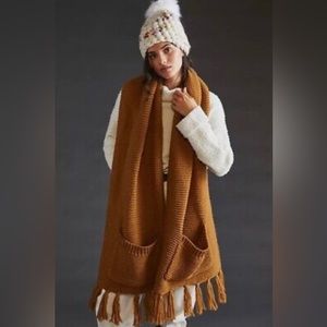 Anthropologie Fringed Scarf with pockets